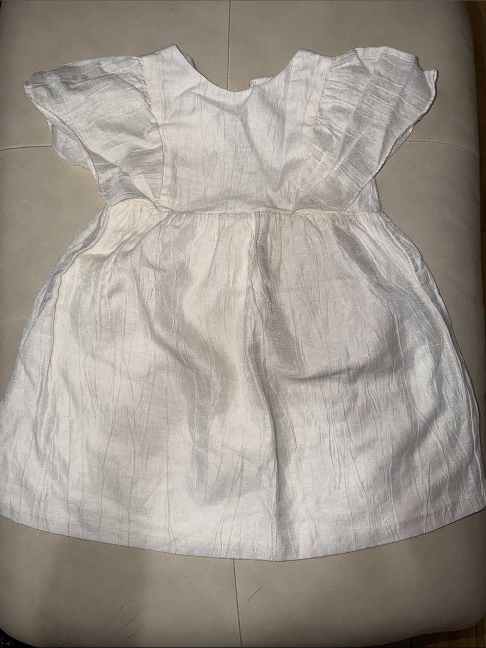 Zara White Ruffle-Sleeve Girls Dress